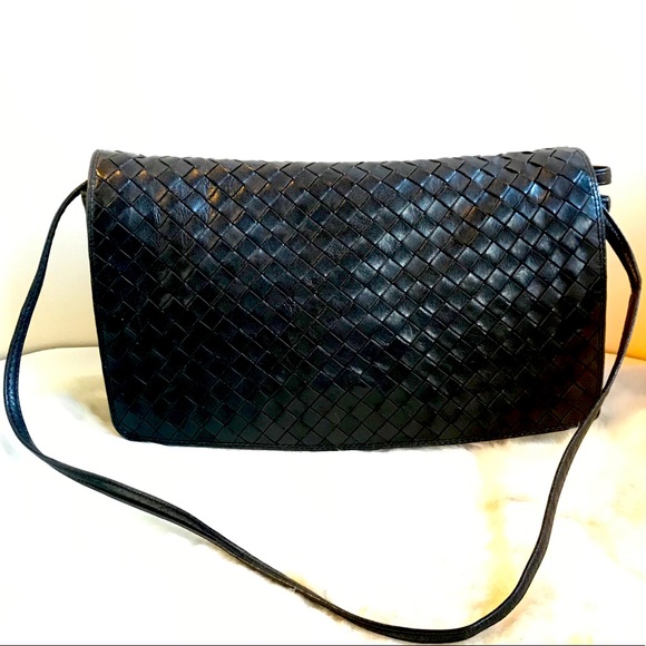 Bottega Veneta Handbags - Vintage 70s Bottega Veneta Black Leather Bag
